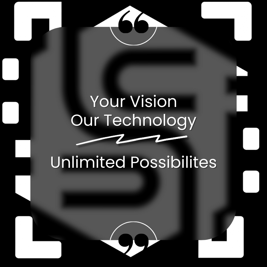 Stelings logo with a text on top that says: Your vision, our technology, unlimited possibilities.